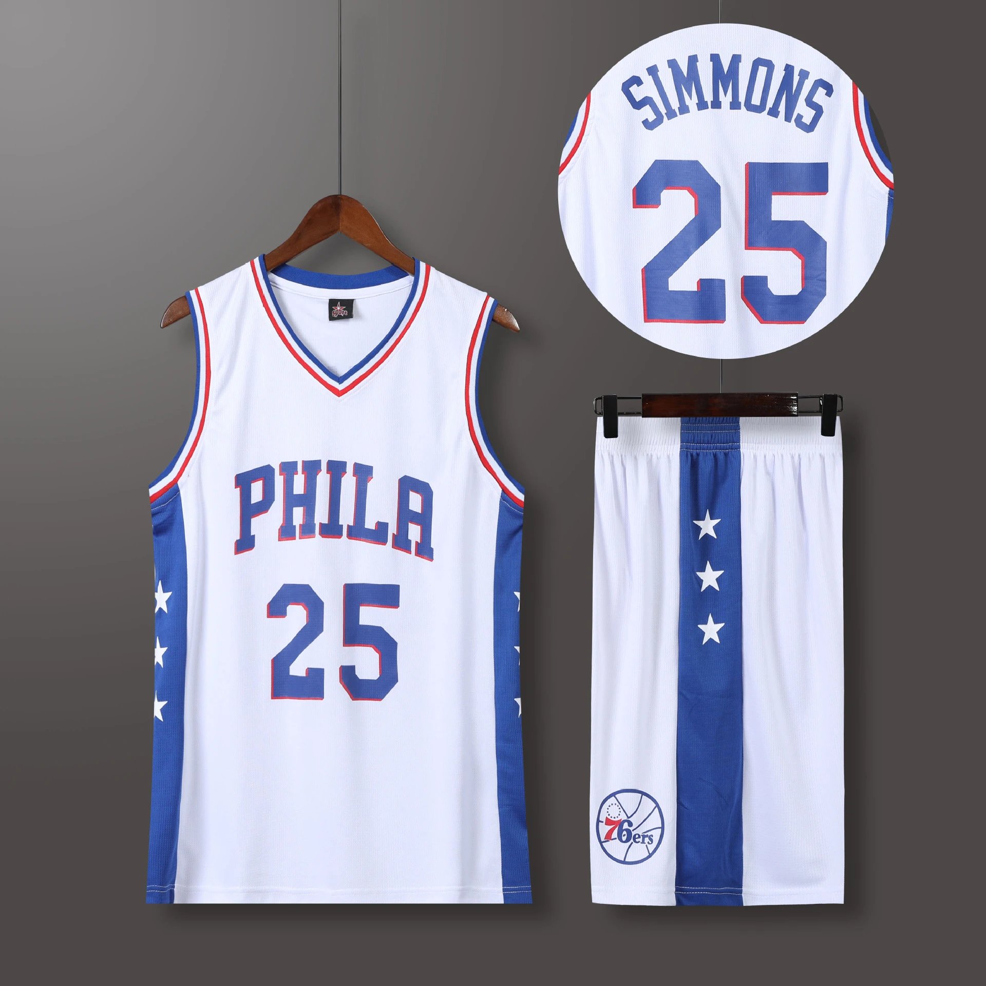 Philadelphia 76ers Ben Simmons #25 White Replica Jersey Set