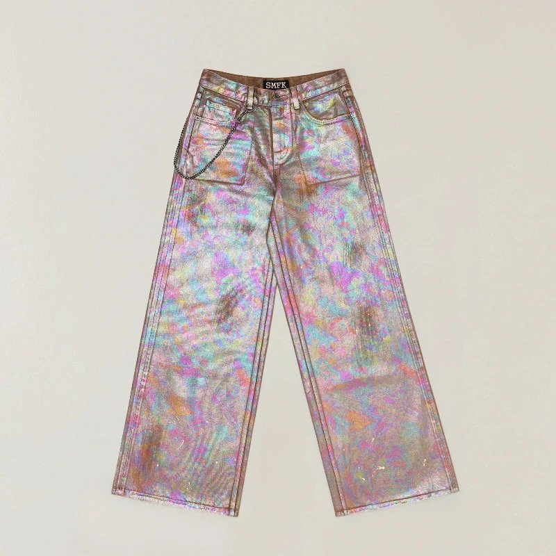 SMF Holographic Wide-Leg Jeans Multicolor