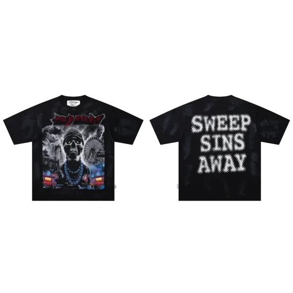 Design Sweep Sins Away Graphic T-Shirt Black - 1