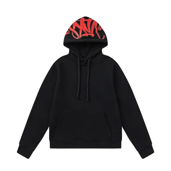 Design Graffiti Hoodie Black with Red Graphic - 1