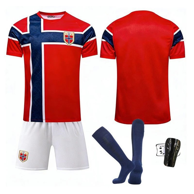 Design Norway National Team Inspired Soccer Kit Red Blue White Jersey Set Jersey - 9