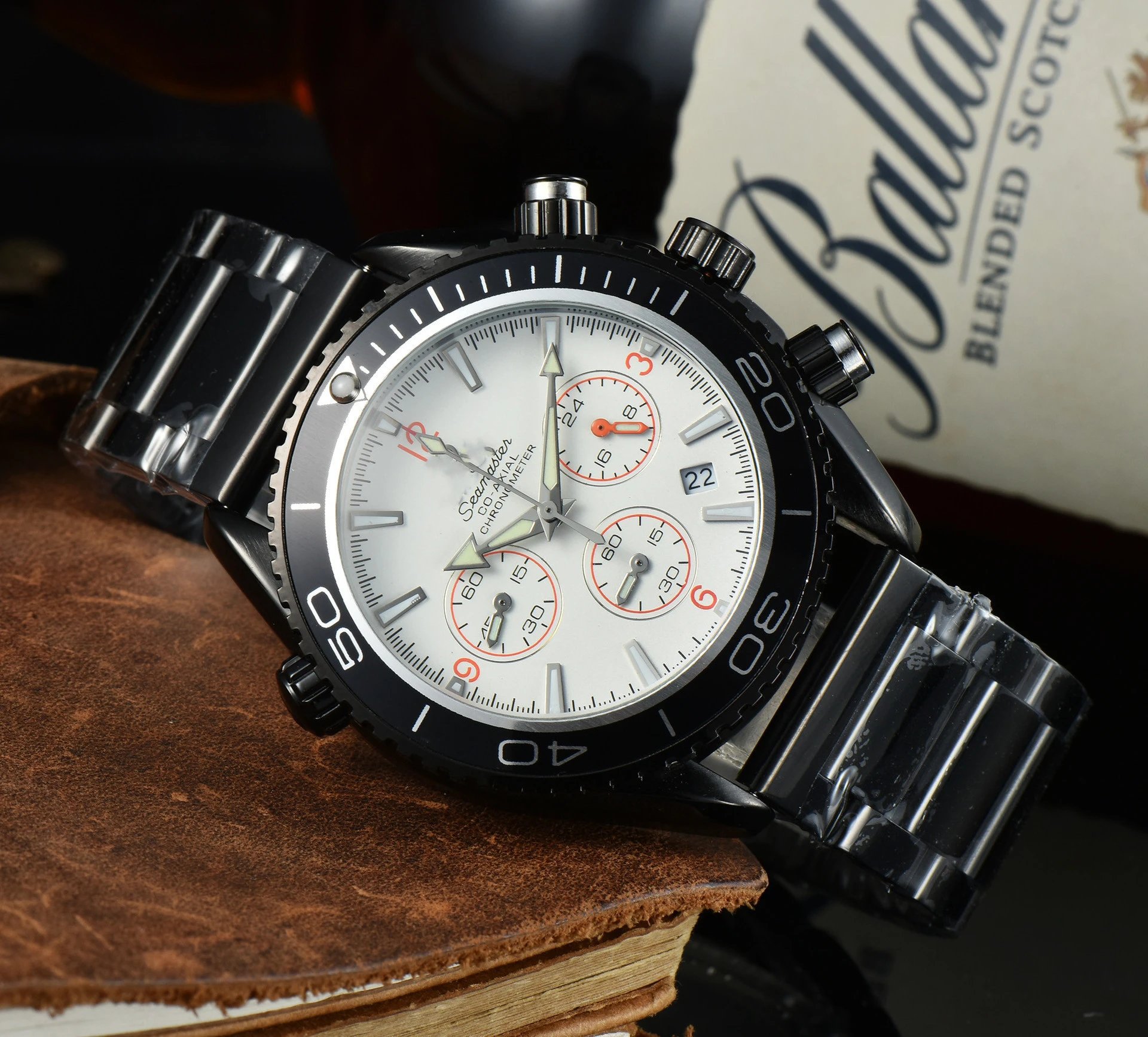 Omega Seamaster Planet Ocean Chronograph Gray Dial Orange Accents Stainless Steel Watch Watches - 8