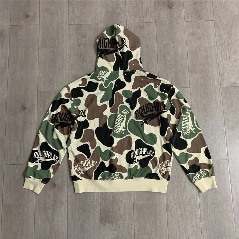 Design Rough Play Camo Print Zip-Up Hoodie Multicolor Hoodie - 5