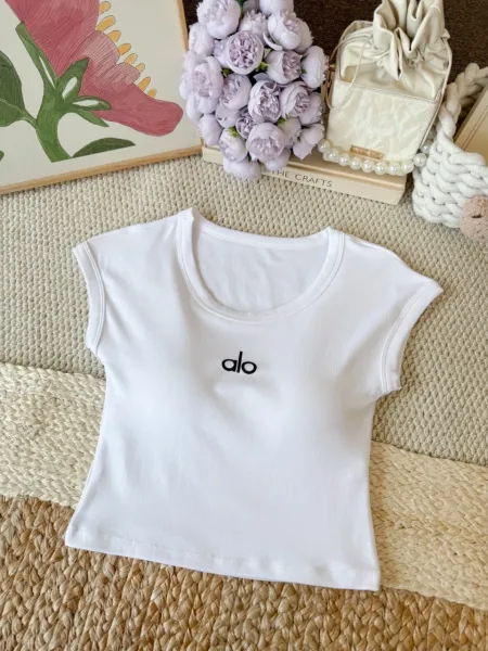 Alo Logo Crop Top Burgundy T-Shirt - 21