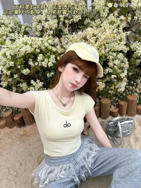 Alo Logo Crop Top Burgundy T-Shirt - 4