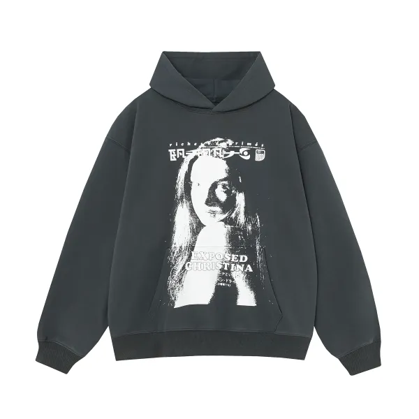 Design Oversized Hoodie Charcoal Gray Hoodie - 19