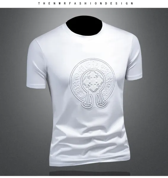 Design Embroidered Crest Logo White T-Shirt - 15