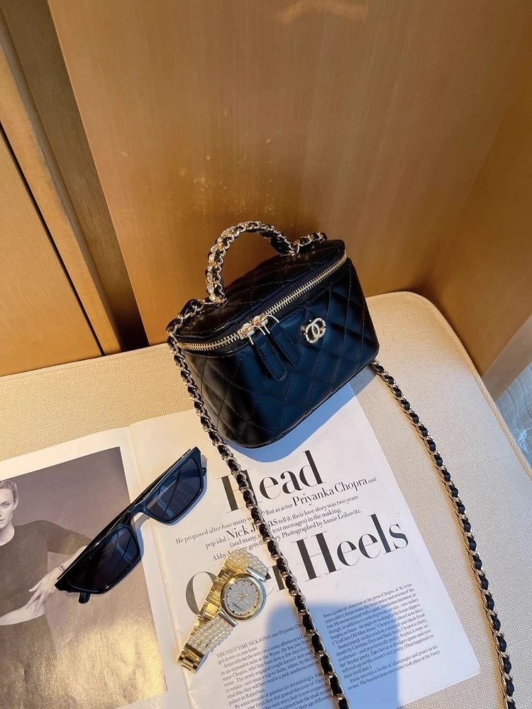 Chanel Mini Coco Handle Black Quilted Leather Chain Handbag - 27