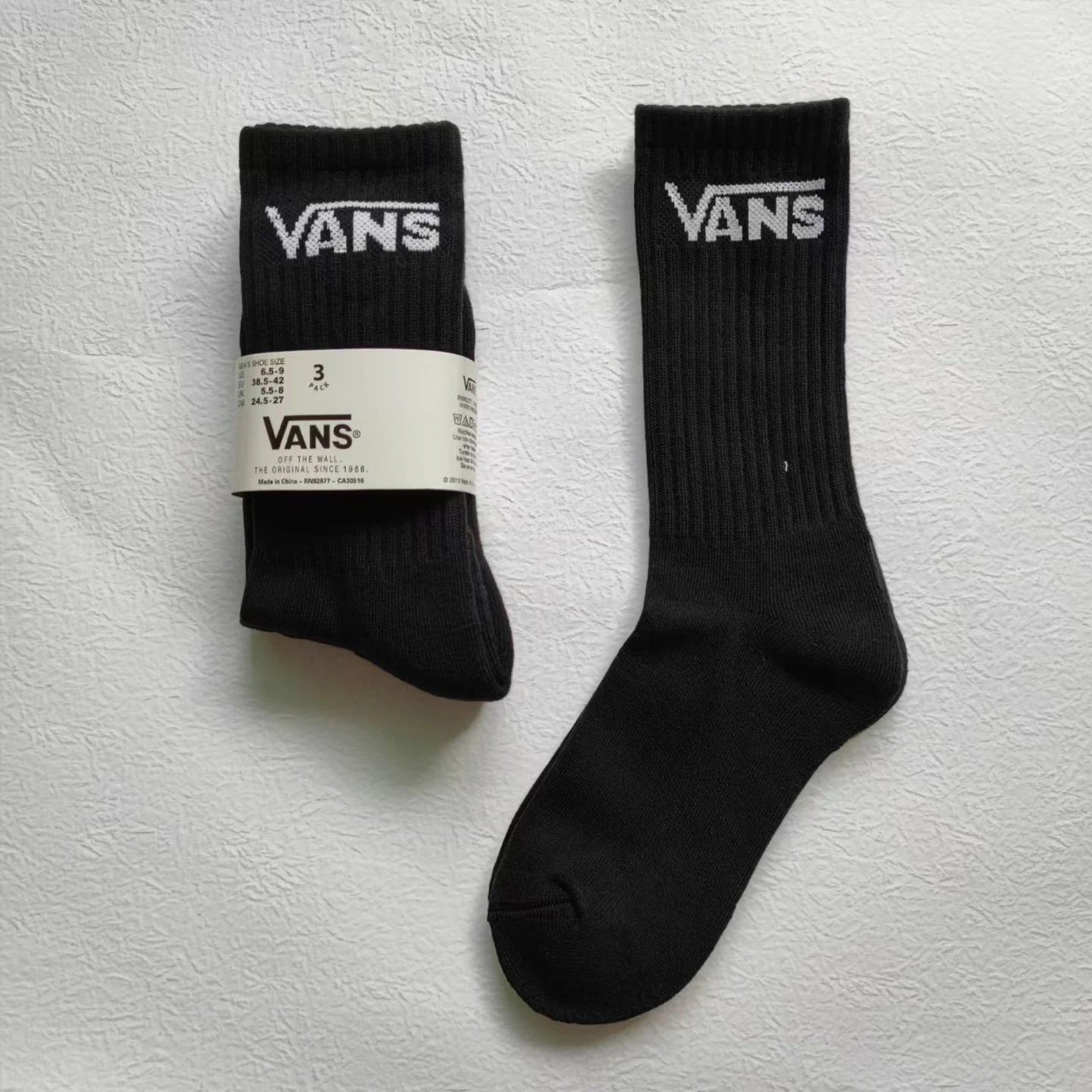 Vans Classic Logo Crew Socks in Pastel Blue, Orange, and Lime Green - 5