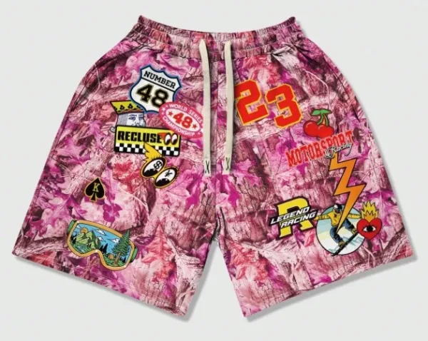 Design Graphic Print Purple Eyes Swim Shorts - 6