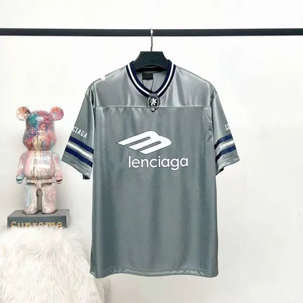 Balenciaga Lenciaga Football Jersey Gray Metallic Sporty T-Shirt Jersey - 7