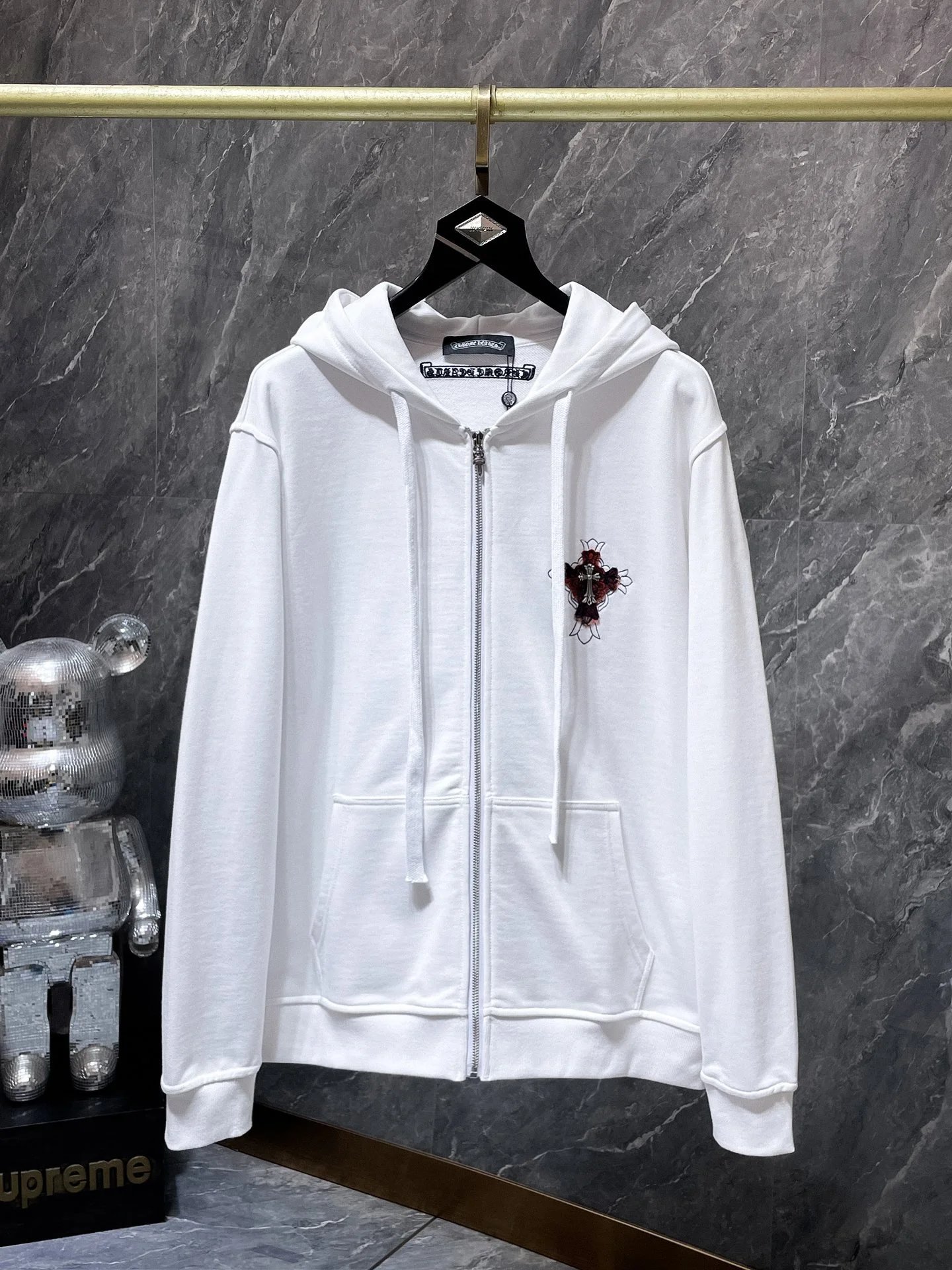 Chrome Hearts Cross Motif Zip-Up Hoodie Black - 29