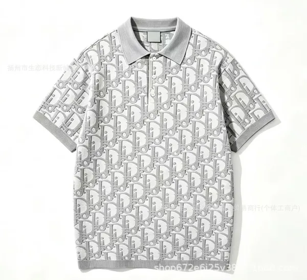 Design Checker Texture T-Shirt White with Green Stripes - 20