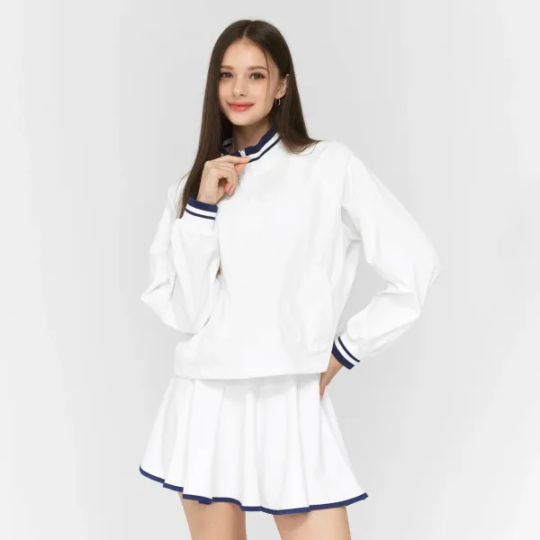 Design Windbreaker Jacket White with Navy Trim - 28