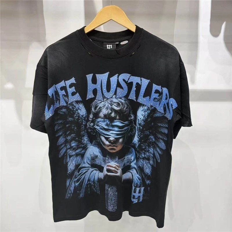 Hellstar Life Hustlers Angel Graphic T-Shirt Black - 6
