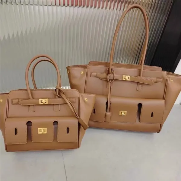 Celine Triomphe Tote Bag Tan Leather Handbag - 1