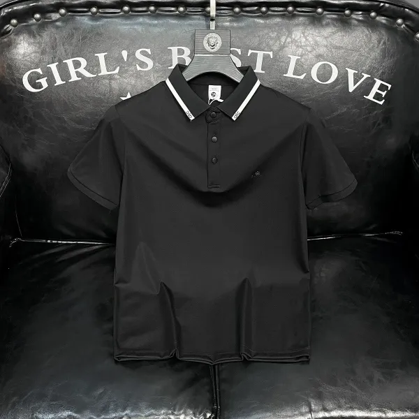 Design Classic Contrast Collar Polo Black Tops.polo - 5