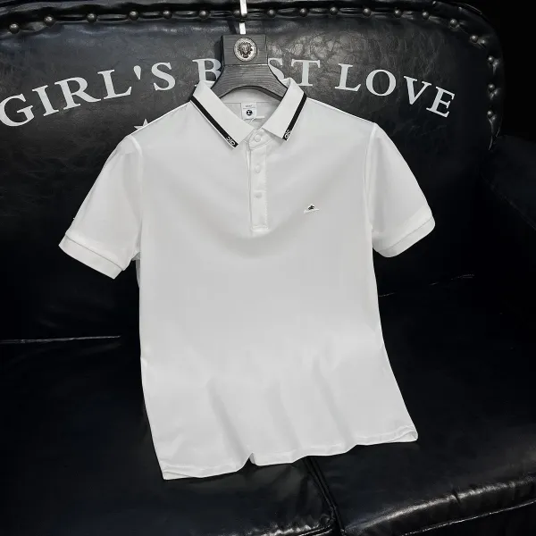 Design Classic Contrast Collar Polo Black Tops.polo - 8