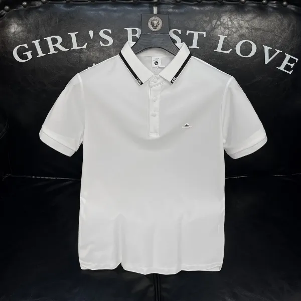 Design Classic Contrast Collar Polo Black Tops.polo - 9