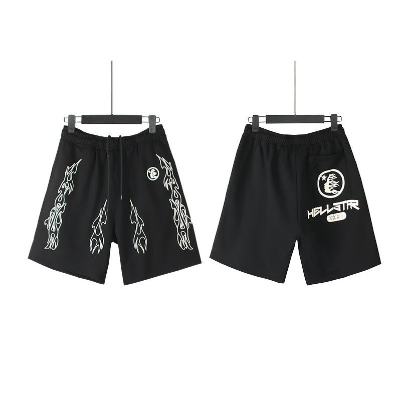 Hellstar Skull Flame Graphic Shorts Black - 44