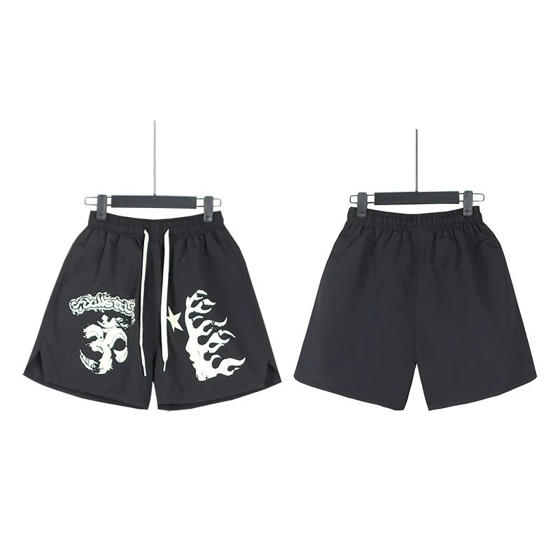 Hellstar Skull Flame Graphic Shorts Black - 49