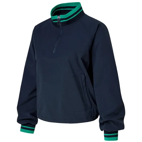 Design Quarter-Zip Pullover Navy with Emerald Trim Tops - 1