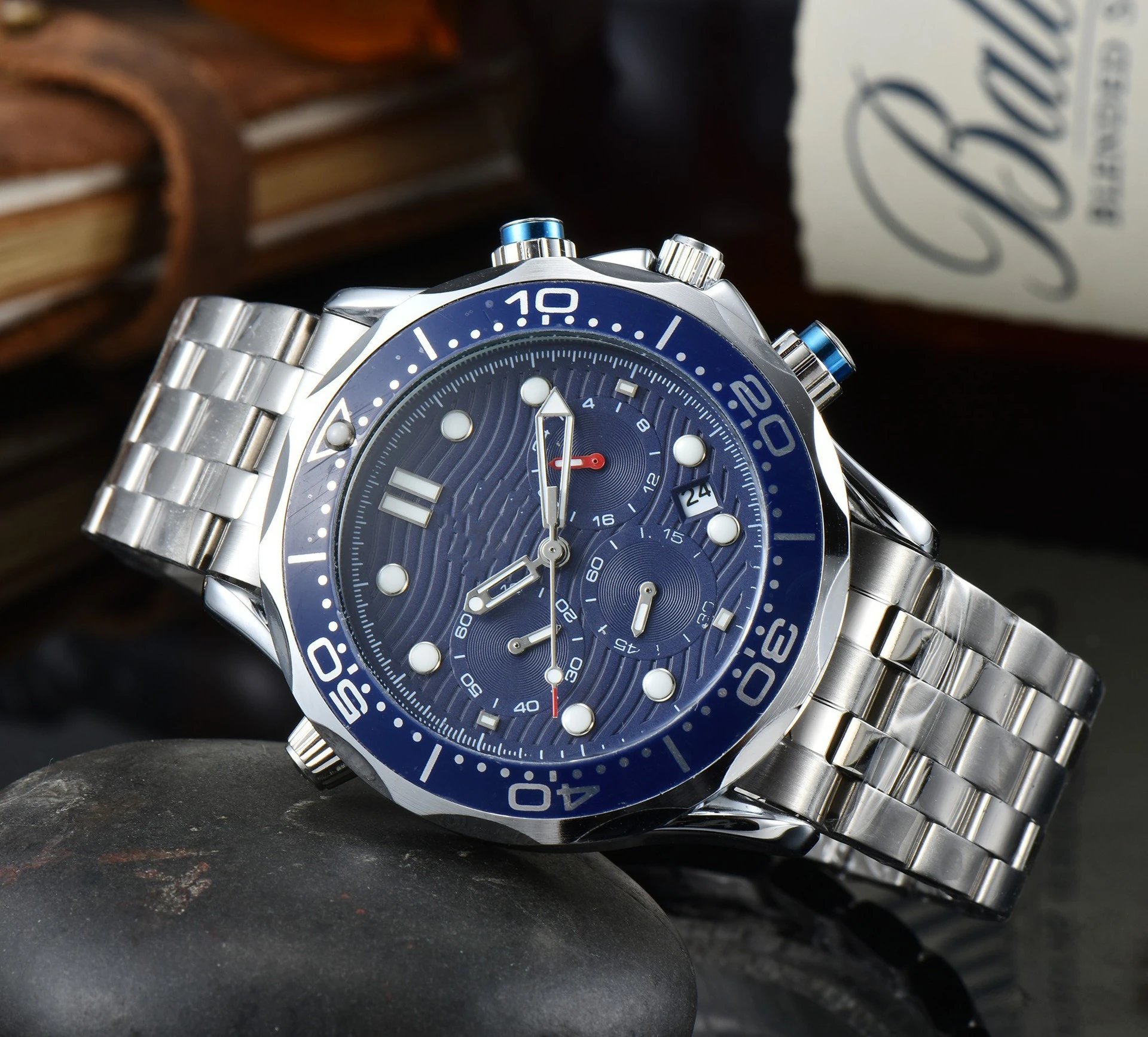Omega Seamaster Diver 300M Chronograph Blue Dial Steel Watch Watches