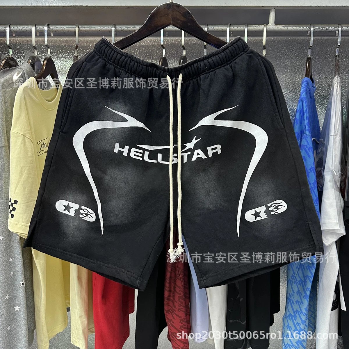 Hellstar Skull Flame Graphic Shorts Black - 5
