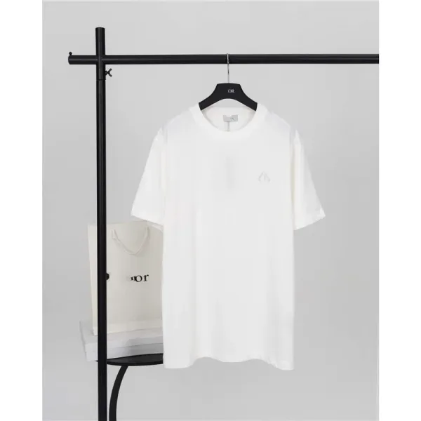 Dior Logo Embroidered White T-Shirt - 1