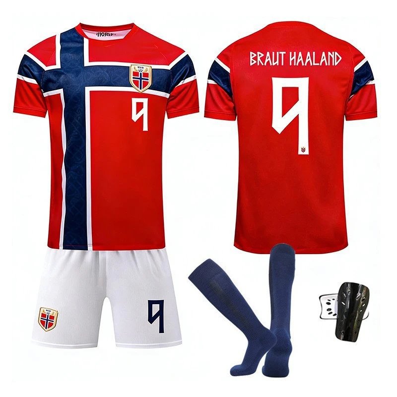 Design Norway National Team Inspired Soccer Kit Red Blue White Jersey Set Jersey - 6