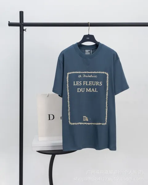Dior Les Fleurs Du Mal Embroidered T-Shirt Navy - 1