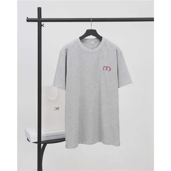 Design Minimal Logo Embroidered Gray T-Shirt - 1
