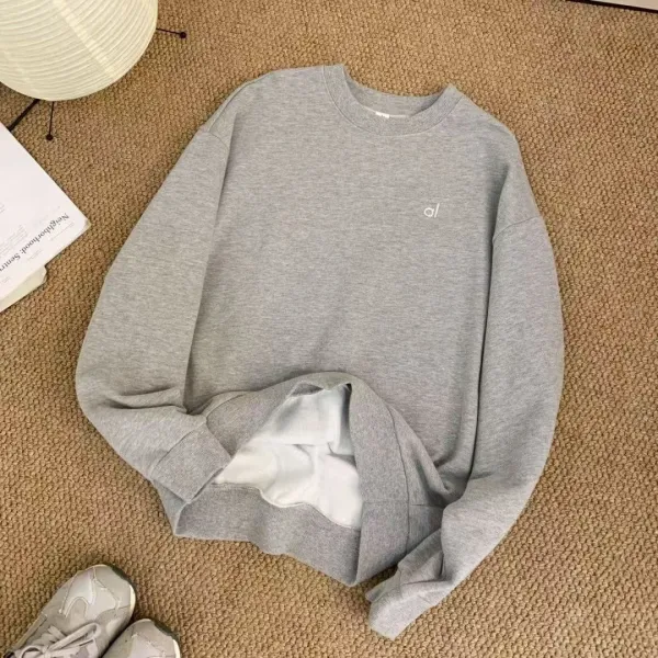 Design Minimalist Logo Sweatshirt Beige Hoodie - 5