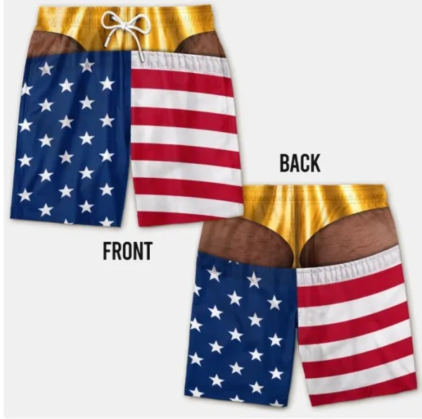 Design American Flag Print Swim Trunks Multicolor Swimwear - 1