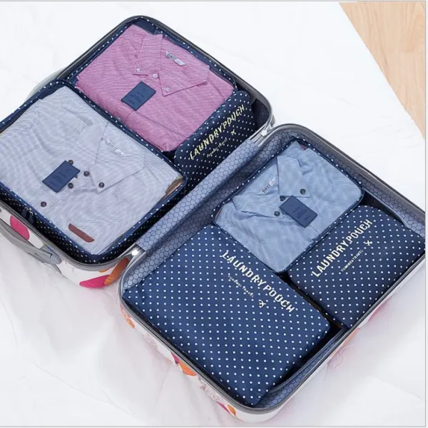Design Laundry Pouch Travel Organizer Set Navy Polka Dot Travel Bags - 1