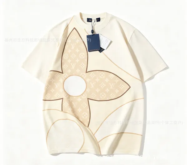 Design Checker Texture T-Shirt White with Green Stripes - 5