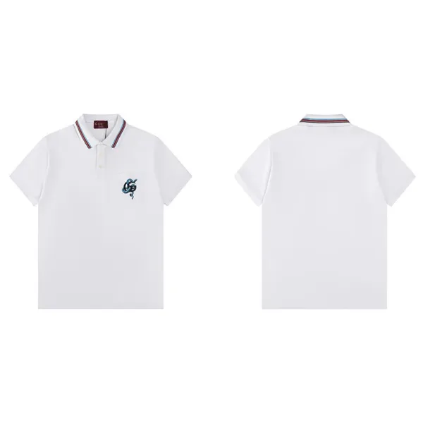 Gucci Snake Embroidery Polo White Polo Shirt - 1