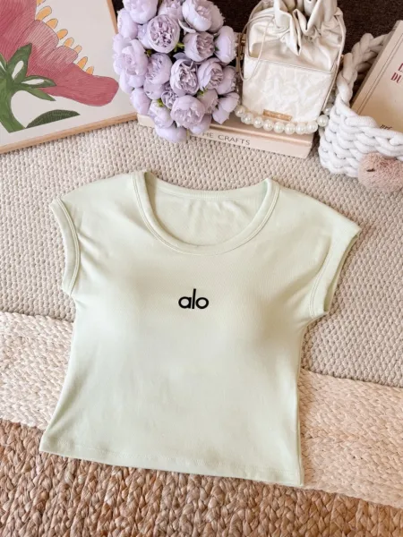Alo Logo Crop Top Burgundy T-Shirt - 19