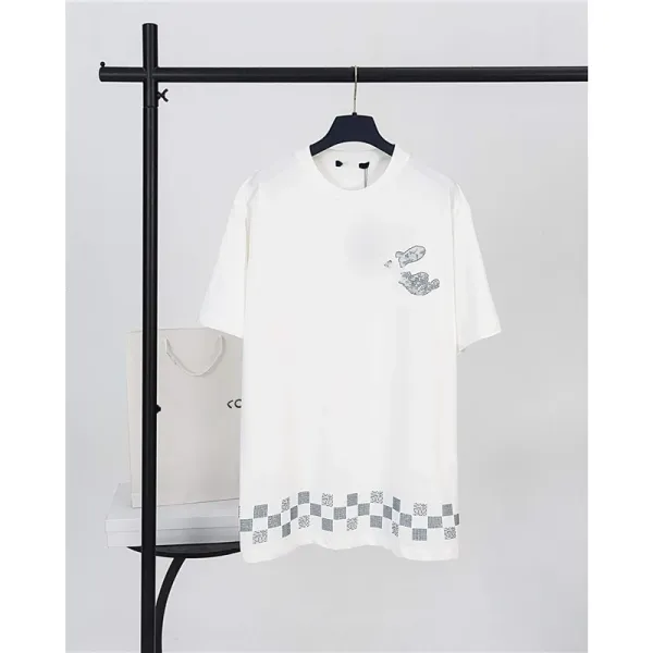Design Checkerboard Print Graphic T-Shirt White - 1