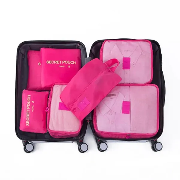 Design Secret Pouch Travel Packing Cubes Set Pink Travel Bags - 1