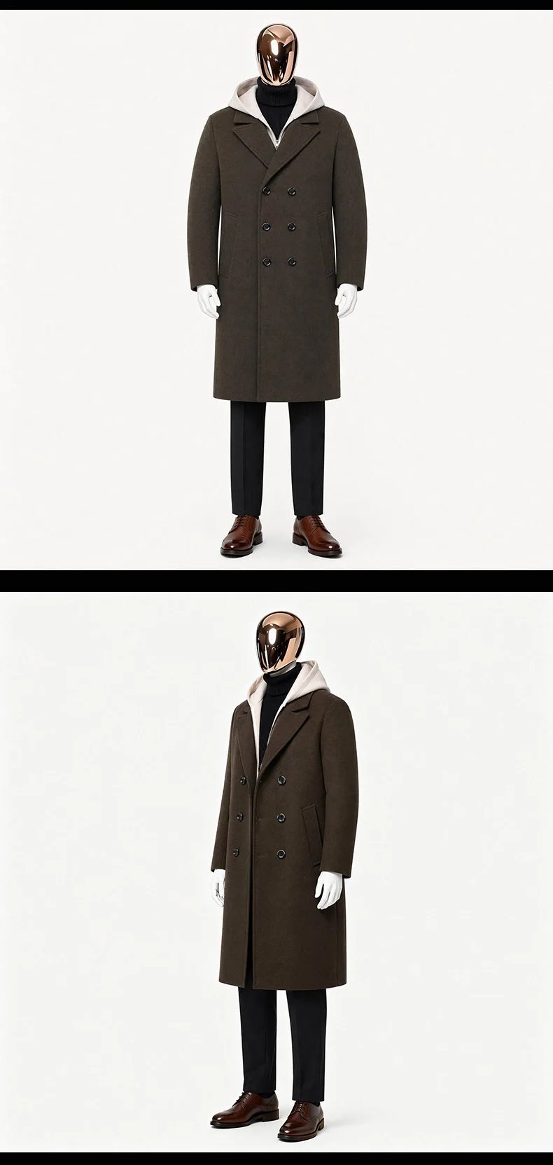 Design Double-Breasted Wool Coat Gray Men's Overcoat Outerwear.coat - 6