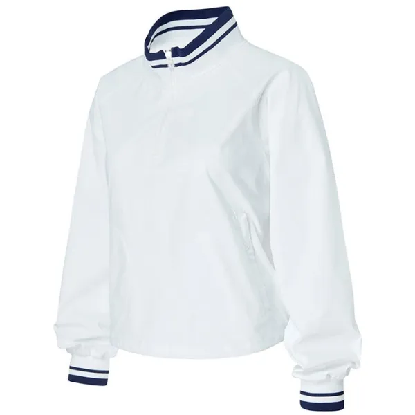 Design Windbreaker Jacket White with Navy Trim - 1