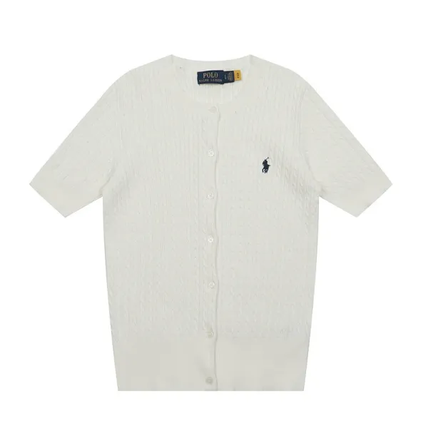 Polo Ralph Lauren Cable Knit Short Sleeve Cardigan Light Blue - 42