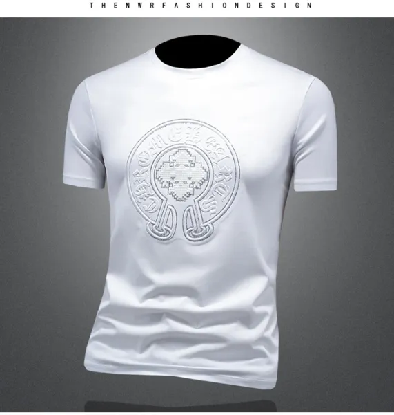 Design Embroidered Crest Logo White T-Shirt - 9