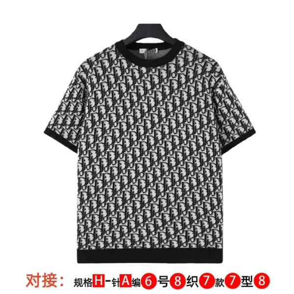 Dior Oblique Knit T-Shirt Black and White - 1