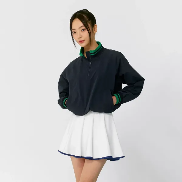 Design Windbreaker Jacket White with Navy Trim - 23