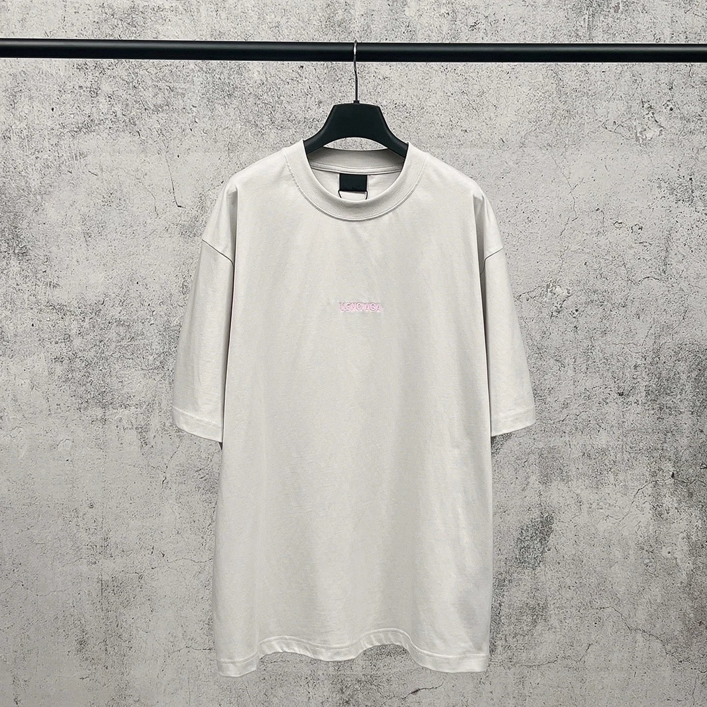 Balenciaga Logo Embroidered Off-White T-Shirt - 9