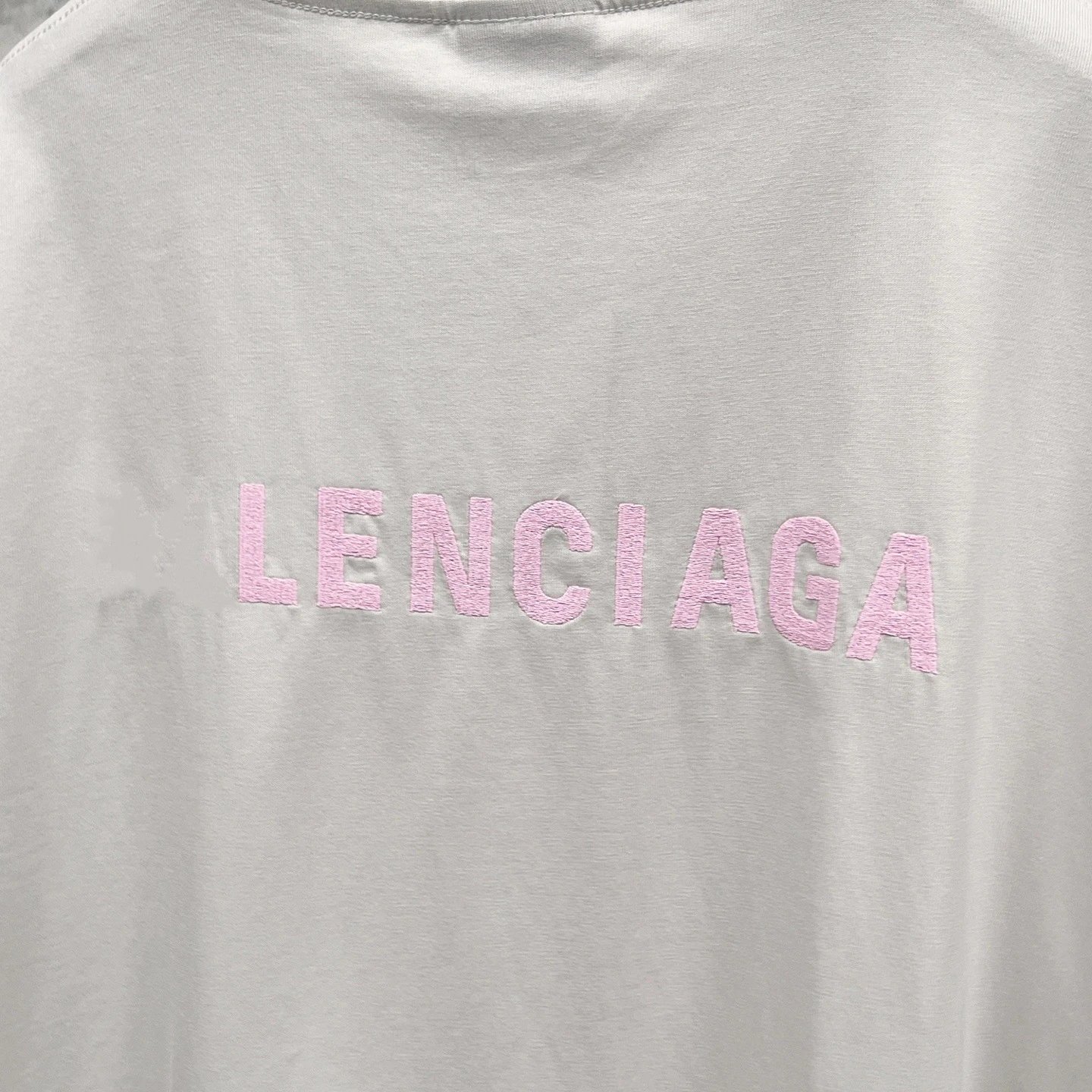 Balenciaga Logo Embroidered Off-White T-Shirt - 14