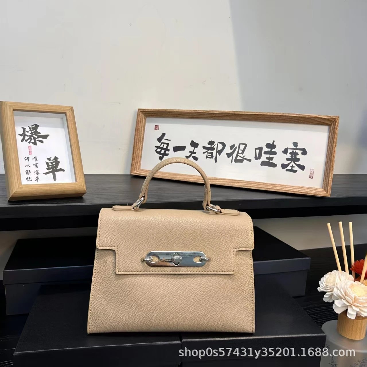 Design Mini Kelly-Style Top Handle Bag Light Gray Handbag - 5