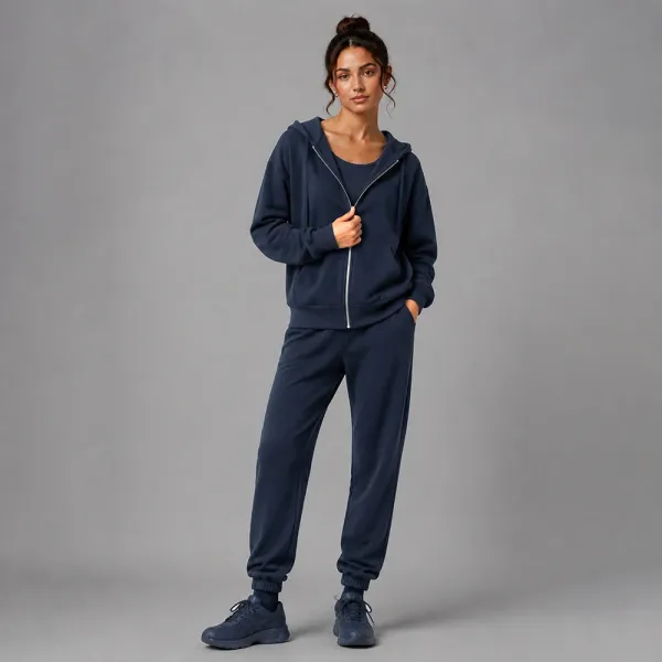 Design Navy Zip-Up Hoodie and Jogger Set Tracksuit - 1
